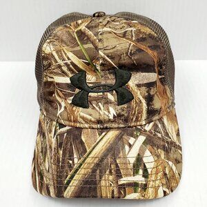 Mens UNDER ARMOUR Camo Adjustable Snapback Mesh Baseball Trucker Cap Hat Hunting